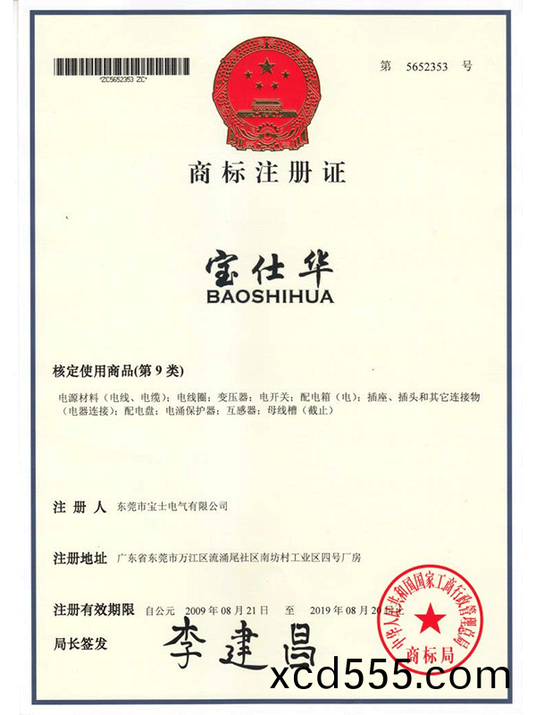 Trademark registration certificate Trademark registration certificate