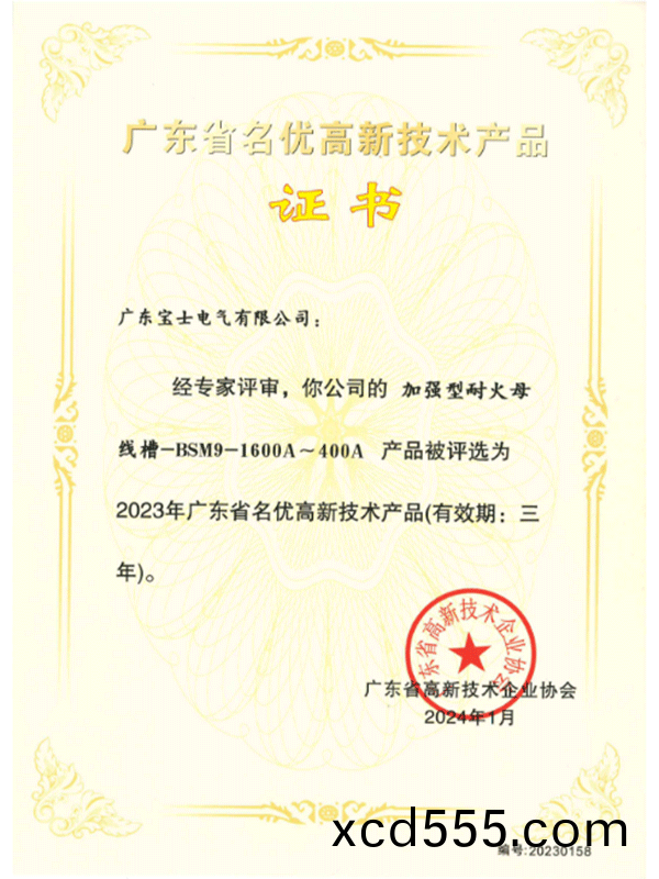 Guangdong Province High tech Product Certificate--BSM9-1600A~400A Guangdong Province High tech Product Certificate--BSM9-1600A~400A